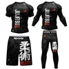 New Jiu Jitsu Rashguard MMA T-shirt +Pants For Men 4PCS/Set Brazilian Grappling Bjj Boxing Rash Guard Sport Clothing Gym Shorts 1