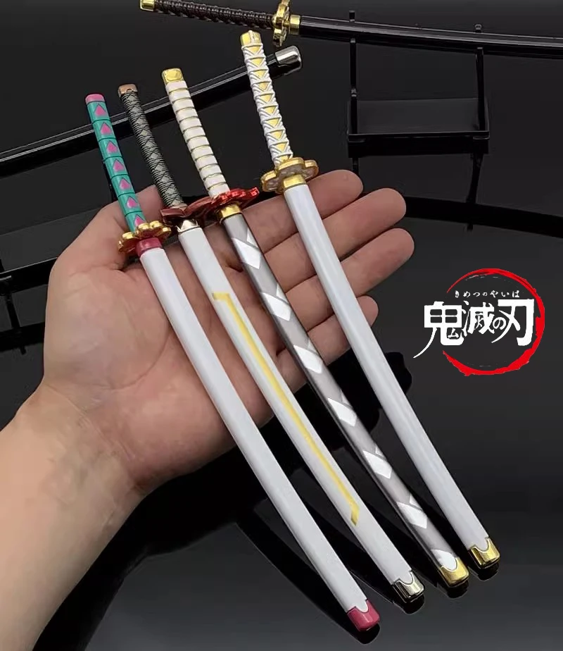 Japanese Katana Demon Slayer Tanjirou 25cm Anime Ghost Killer Cosplay Metal Prop Weapon Collection Toy Home Decor