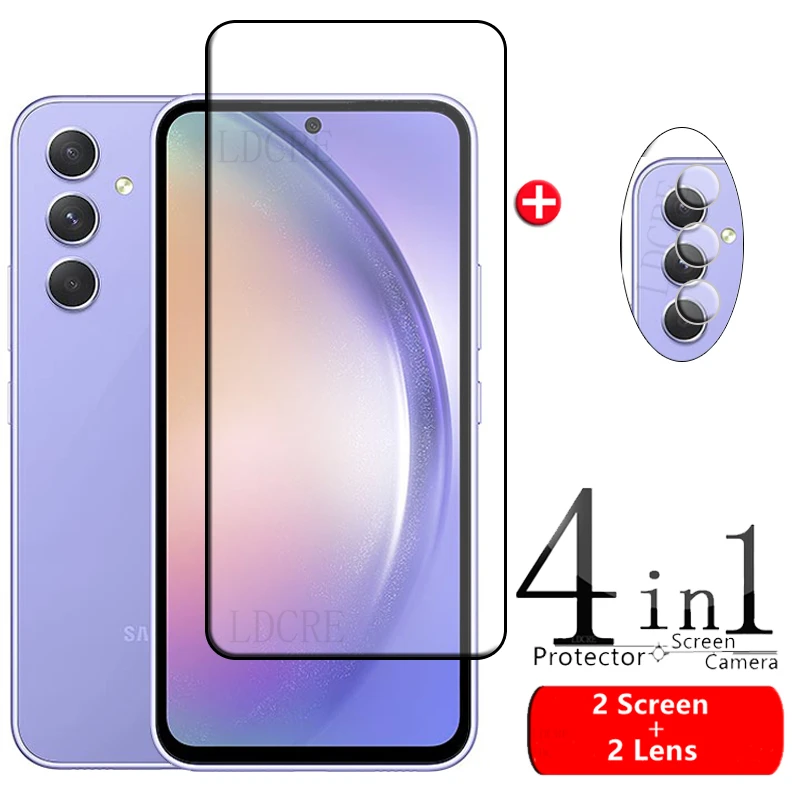 4-In-1 Per Samsung Galaxy A54 Glass Per Samsung A54 5G Full Screen Protector Per Samsung A52S A73 A53 A52 A72 A51 A54 Lens Glass