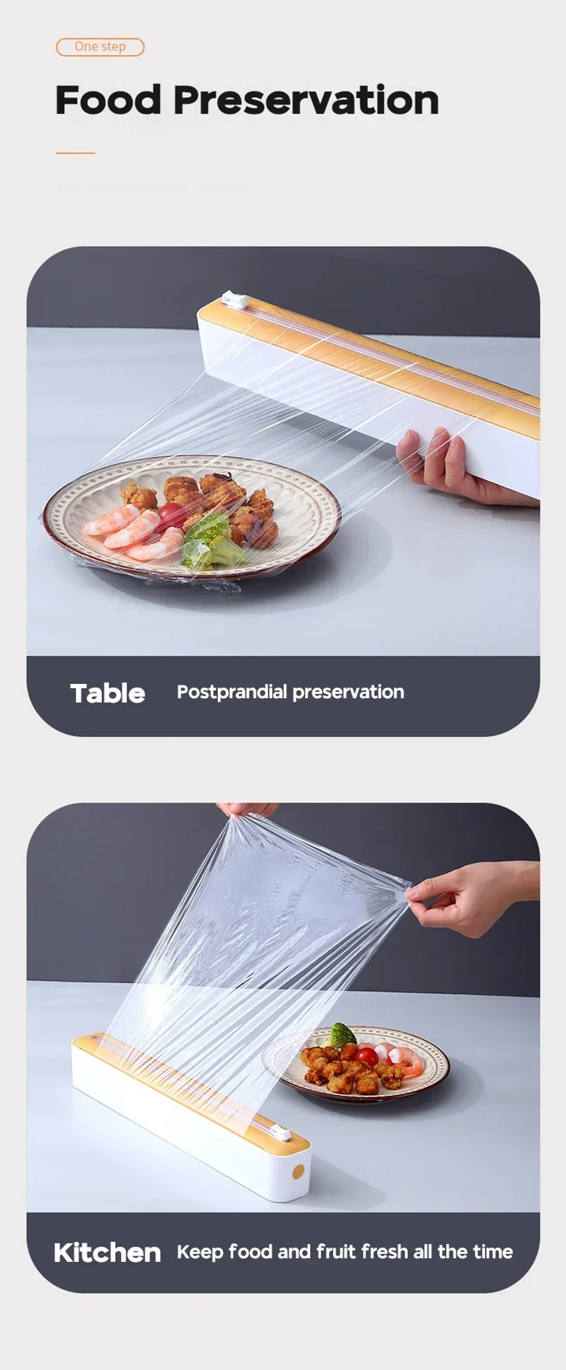 Description Picture 5 of itemPlastic Wrap Cutter Food Film Dispenser Adjustable Storage Cutting Box Creative Kitchen Tools Aluminum Foil Stretch Film Cutter