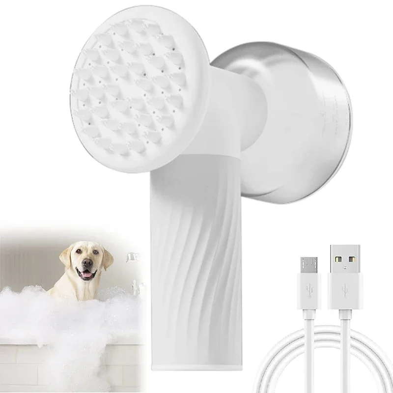 

Wireless Auto-Foaming Dog Bath Brush Pet Shampoo Dispenser Shower Scrubber Bathing Tool Massage Grooming USB Rechargable