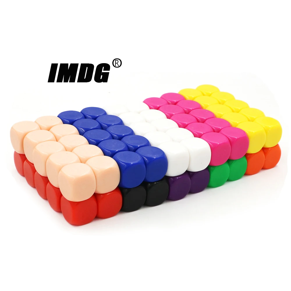 100pcs/pack Blank Dice New Colorful Acrylic 16mm Teaching Props Game Accessories Mathematical Tools Rounded Corner