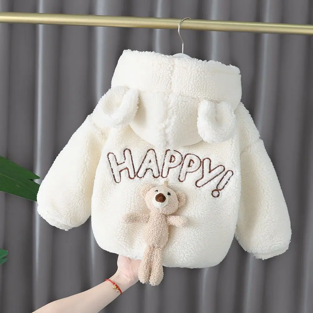 

Toddler Baby Girls' Lamb Fleece Coat Winter New Plush Thickened Children's Hooded Jacket Boys' Casual Sweater Coat