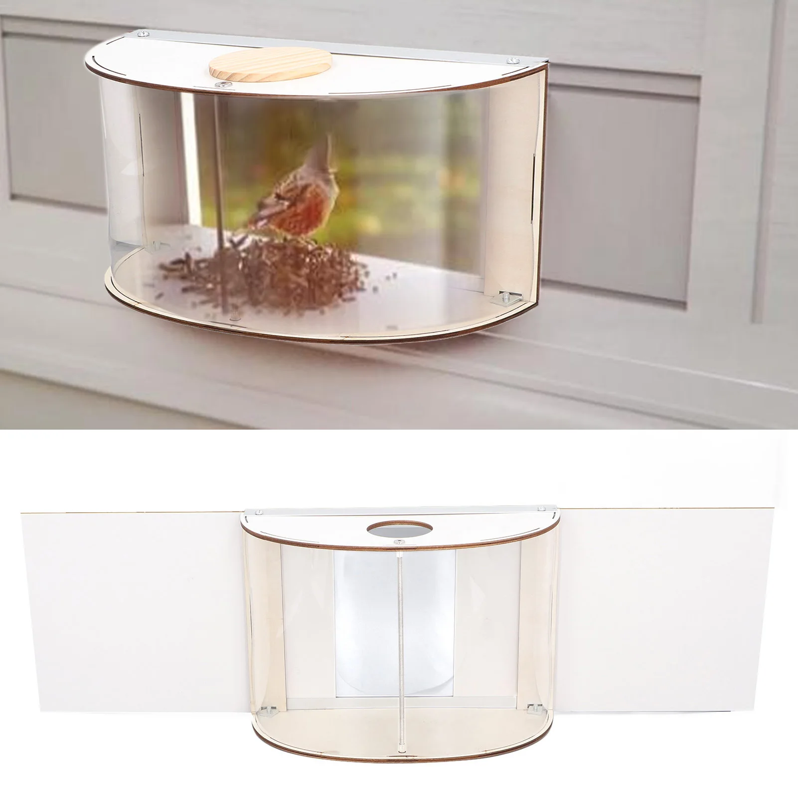 Window Bird Feeder Inside House Rain Proof Adjustable Inlet Stable 180&deg; Clear View Birds Feeder For Bird Watching