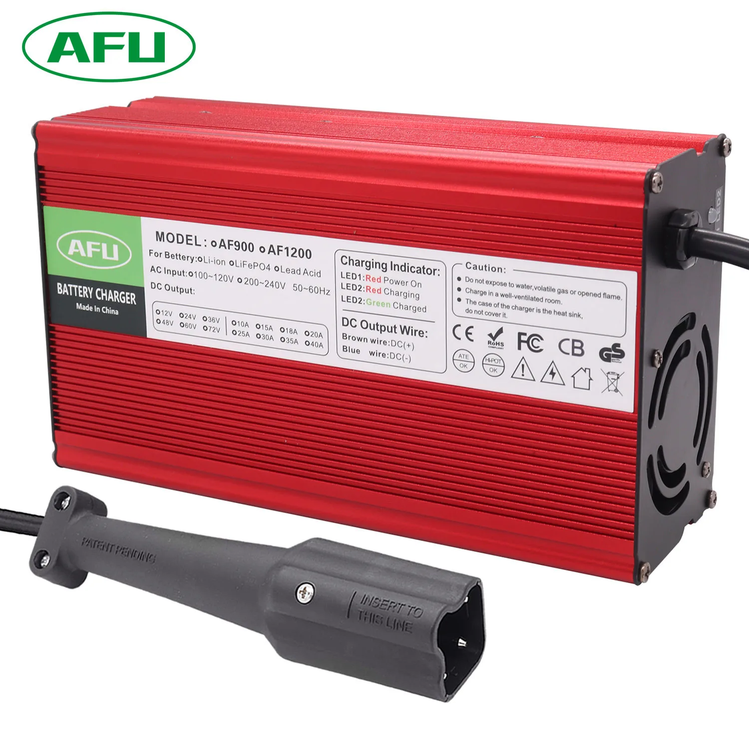 

Cooling Fan 48V 17A Lead Acid Battery Charger With Handle And Digital Display For Club Car EZGO YAMAHA Golf Cart