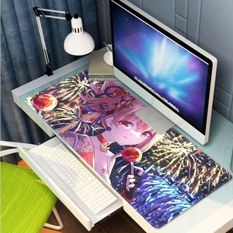 Genshin Impact Yoimiya Extra Large Computer Desk Mat Table Keyboard Big Mouse Pad Laptop Cushion Non-slip for PC Computer Table