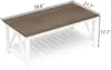 Farmhouse Coffee Table, Rustic Vintage Living Room Table with Shelf, 40 White 2