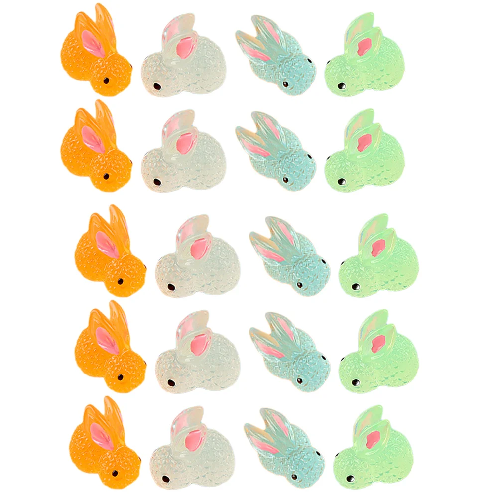 

25 Pcs Glow-in-the-dark Rabbit Miniature Micro Landscape Resin Decor Ornaments Small Figurines Tabletop Bunny Exquisite Decors