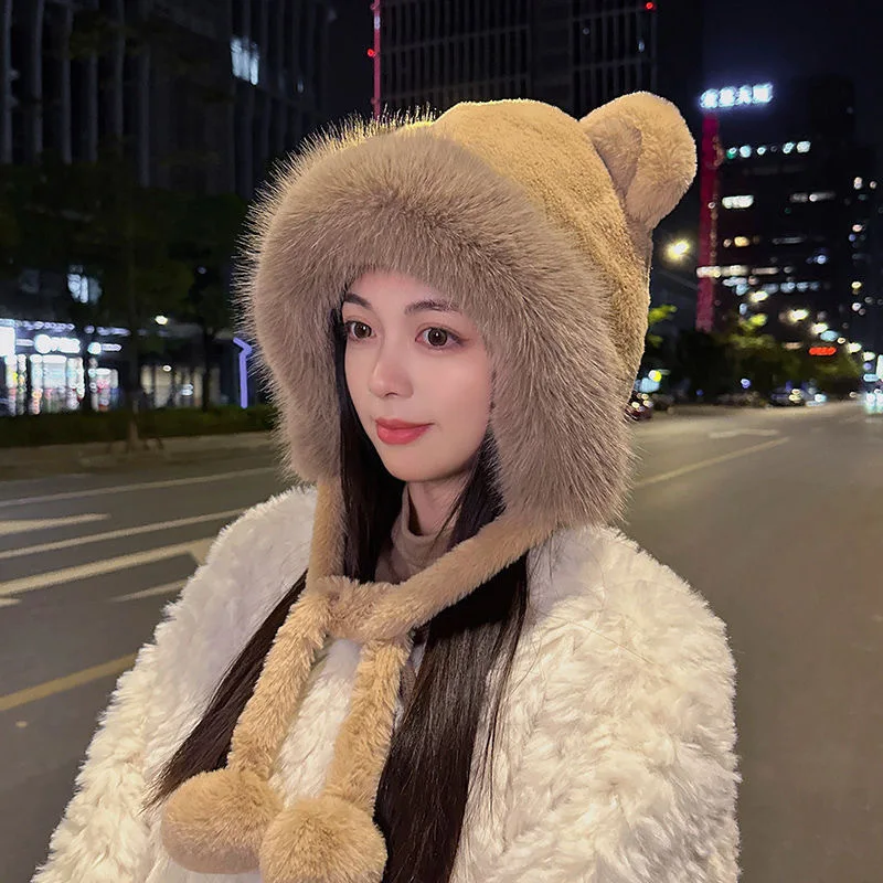 Cute Little Bear Plush Hat Women\'s Fashion  Women\'s Winter Cycling Winter Hat