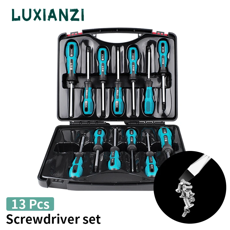 

LUXIANZI 13Pcs Multi-functional Screwdriver Set Slotted Phillips With Magnetic Bits For Household Repair Hand Tool Screw Driver