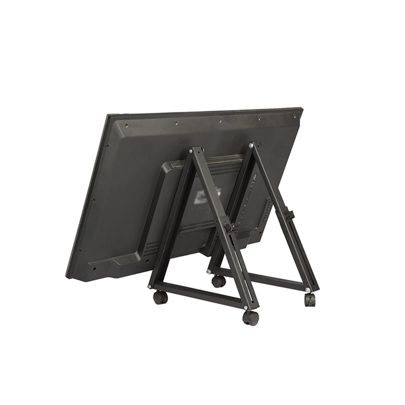 2x Low Height Mobile TV Stand Space Saving Stable Metal Rolling TV Stand with Wheel Monitor Floor Cart for LCD Conferences