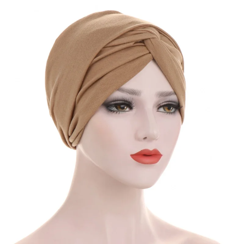 

European and American Forehead Cross Candy Color Base Variety Long Tail Indian Cap Tam-O'-Shanter Chemotherapy Sleeve Cap