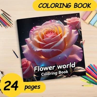 FLOWER WORLD Coloring Book For Children Adult Relieve Stress Kill Time Painting Art Book 1