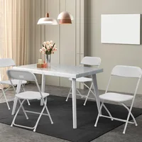 10 Pack White Plastic Folding Chair, Indoor Outdoor Portable Stackable Commercial Seat with Steel Frame 350lb. Capacity for Eve 2