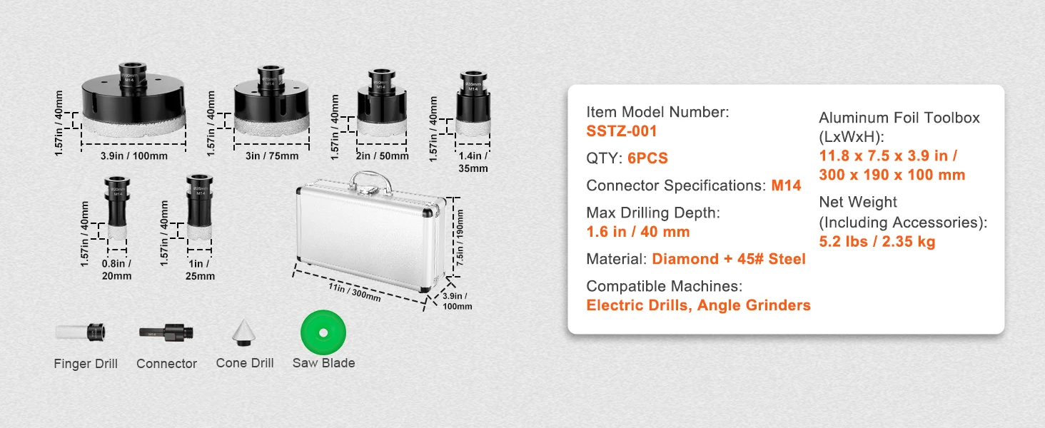 6pcs specifications