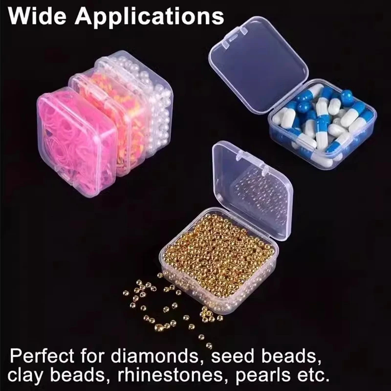 Storage Box Diamond Painting Storage Box Storage Container Plastic Storage Box Storage Bag 42PCS Square Storage Box Pearl Bead Diamond Painting Drills Storage Box Medicine Organizer with Accessories Classification Box
