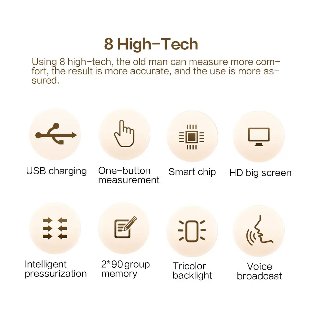 Blood Pressure Monitor Meter High Accurate Blood Pressure Monitor Digital Sphygmomanometer Bp Monitors Electronic Tonometer Arm Cuff Talking BPM Tensiometer