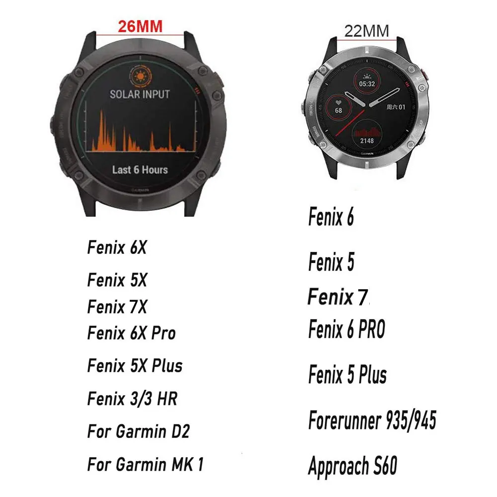 Garmin Fenix  22mm 26mm ð  5 6 7 5X 6X 7X 3 HR ̾ Ǹ Smartwatch ׼ ո  