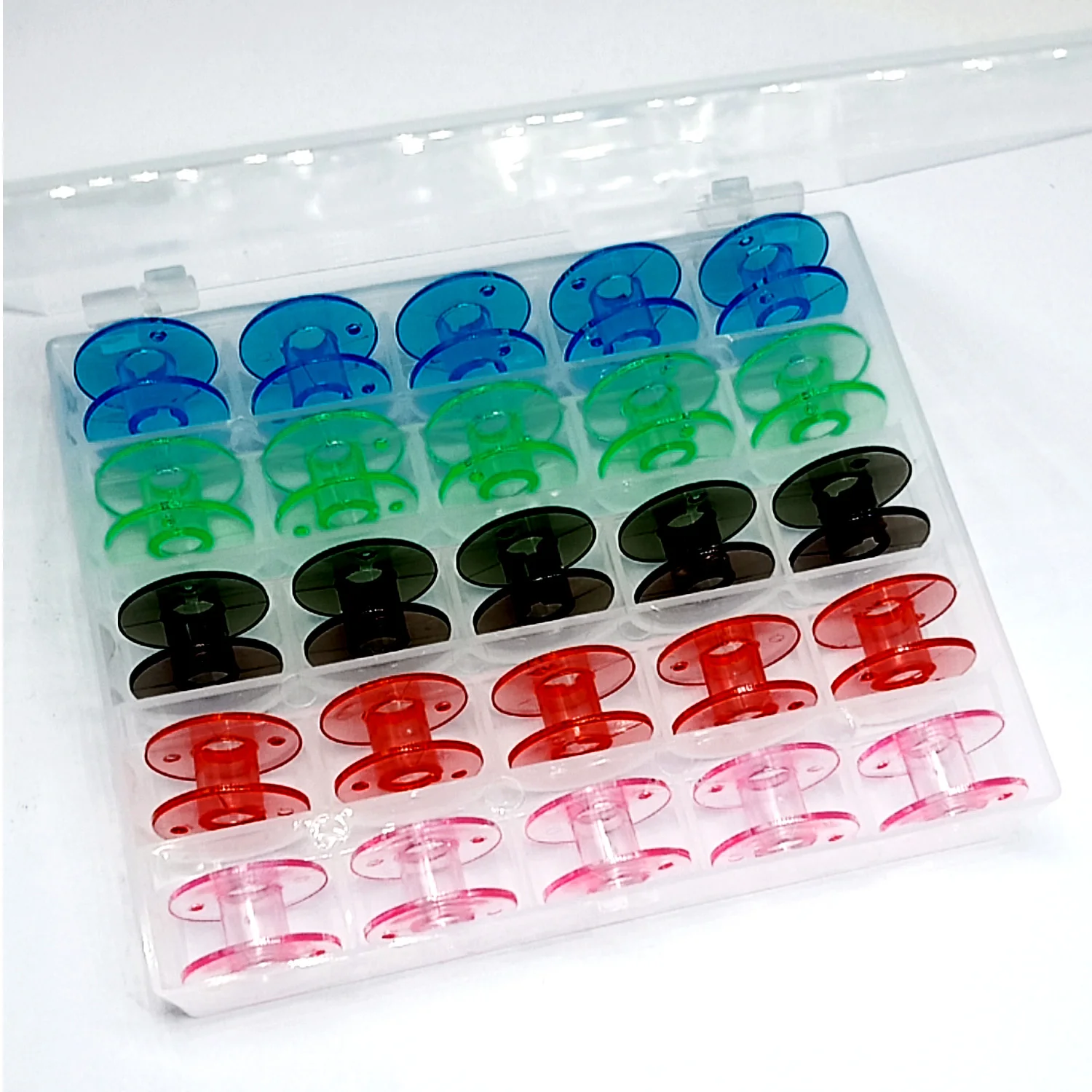 25Pcs Clear Sewing Machine Bobbins Spools Empty Bobbins Spools Plastic Storage Box For Home Sewing Accessories Tools 2518P 