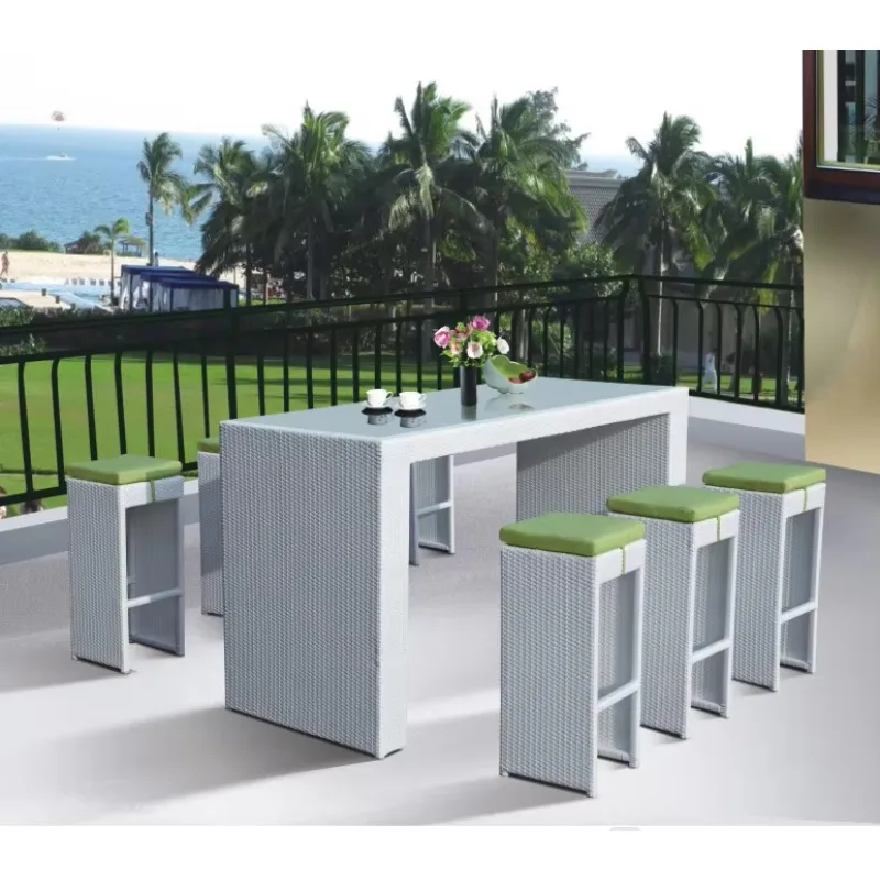 Rattan furniture outdoor high bar tables and chairs
