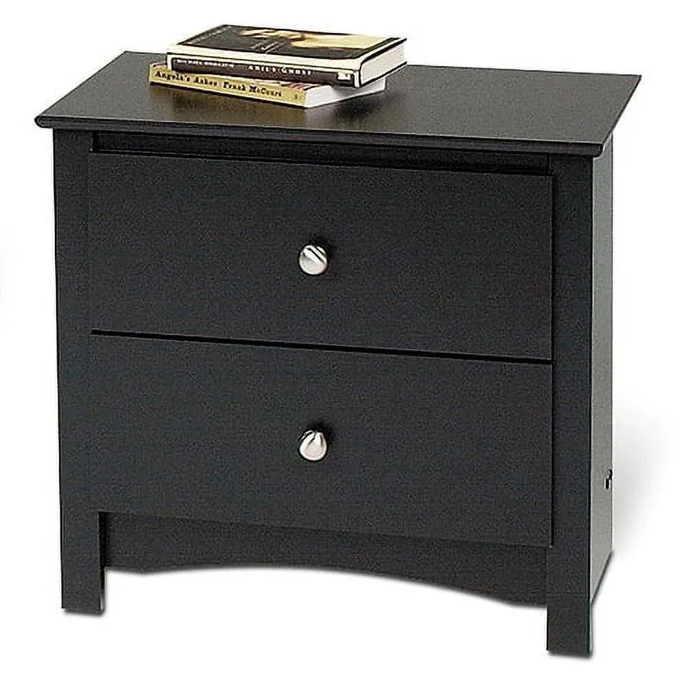 

2-Drawer Nightstand Bedside Tables Black Furniture Bedroom Home