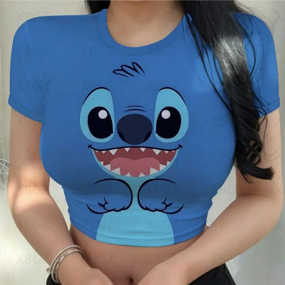 Sexy impressão kawaii roupas femininas dos desenhos animados y2k festa  ponto verão colheita topo magro ajuste t camisa apertado das mulheres  camiseta moda disney