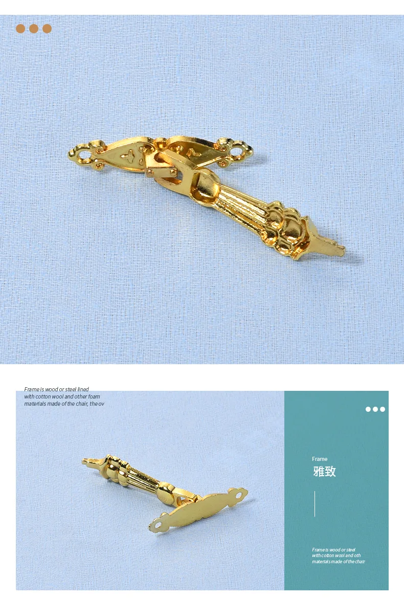 Description Picture 6 of itemImitation gold zinc alloy antique cabinet door drawer small wooden gift box decorative single hole handle