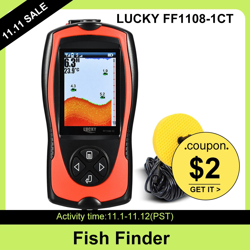 Lucky Ff11081ct Portable Fish Finder 100m Depth Fish Alarm Wired Fish