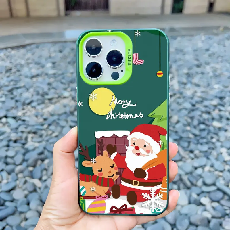 Frohe Weihnachten Tag Handyhülle für iPhone 13 12 Pro Max Mini 16 15 14 Plus Pro Max 11 stoßfeste Laser-Rückseite Handyhülle Funda – Detail 3