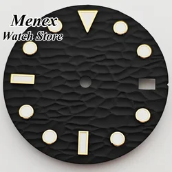 Black Blue White Sterile Watch Dial with Green Luminous Details - 28.5mm (Black - 1)