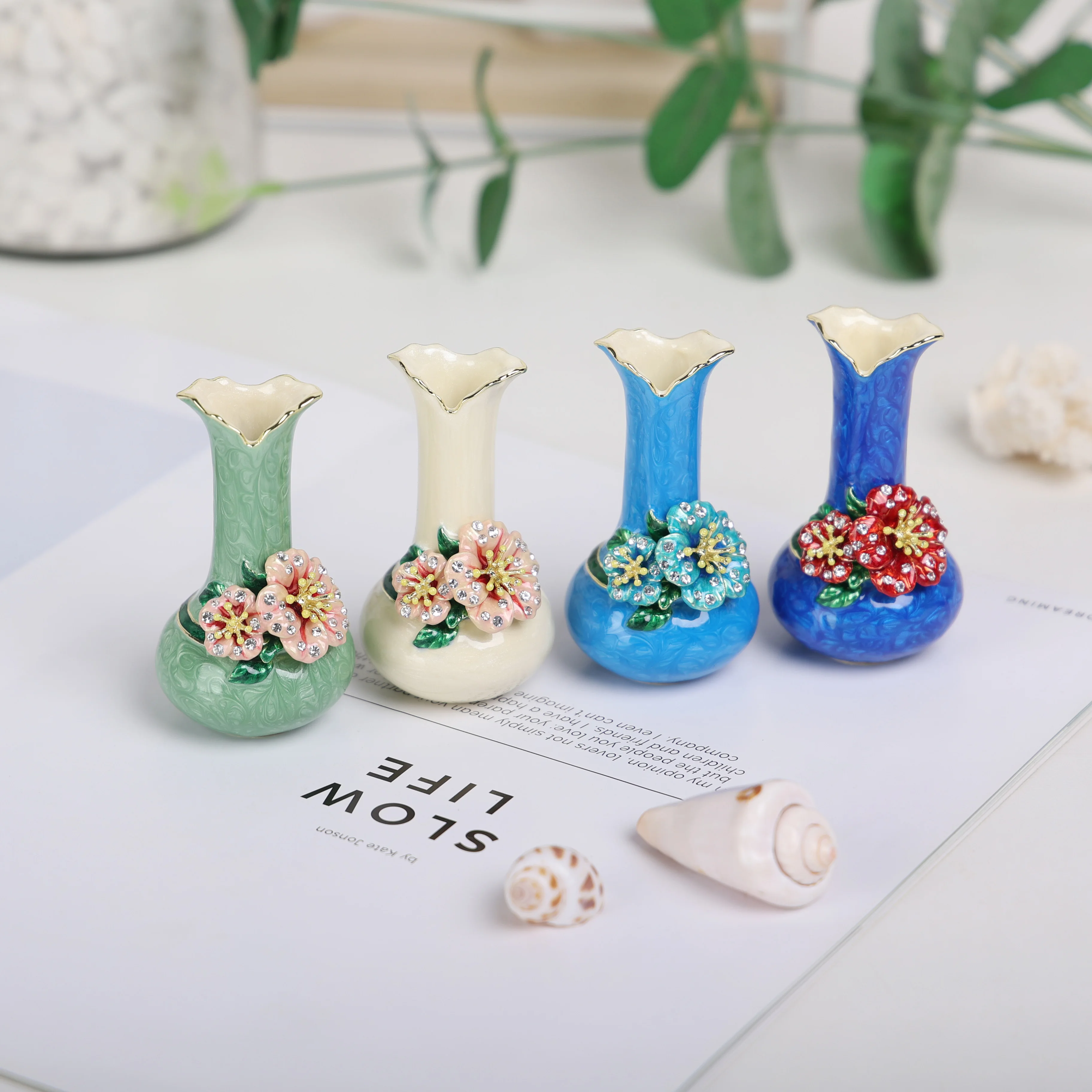 Enamel Trinket Box Wedding Favor Handmade Home Decorative Gift Box Small Desk Gadget SHINNYGIFTS