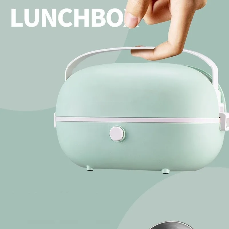 

Portable Electric Lunch Box Stainless Steel Liner 220V Steamer Rice Cooker Home Office Heated Food Warmer Container Meal Thermal