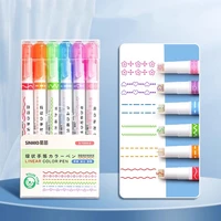 6pcs Line Stamp Highlighter Pens Set Multi Color Roller Tip Curve Liner Marker Highlighter for Office School F253 1