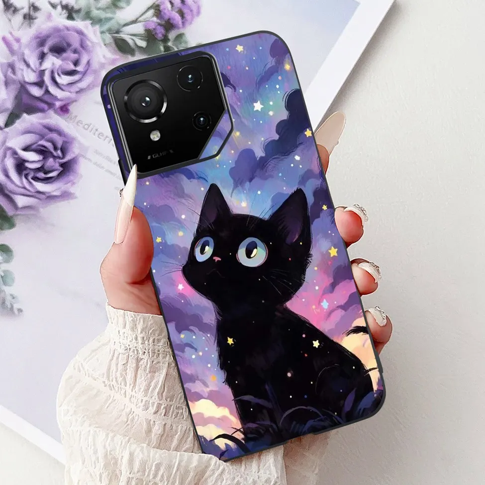 Luxury Cute Cat Silicone Shockproof Bumper Back Cover - Stylish Painted Design