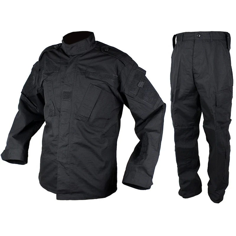Ensemble combat BDU noir pantalon veste tactique pour pêche tir et entraînement outdoor