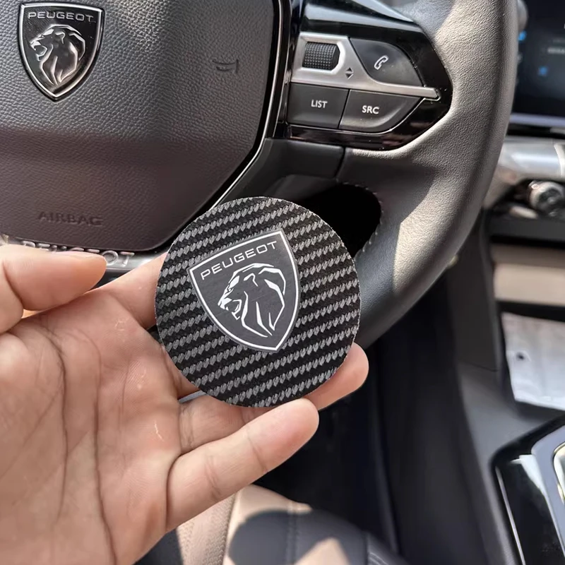 2Pcs Carbon Fiber Car Water Slot Non-Slip Cup Mat For New Peugeot 106 307 208 607 206 508 408 301 108 207 406 308 205 407 107