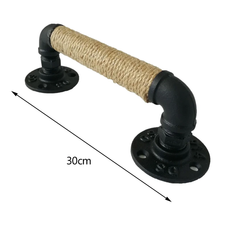 Industrial Style Pipe Furniture Handle Barn Sliding Wooden Door Handles Black Antique Vintage European Wrought Iron Rope Handle