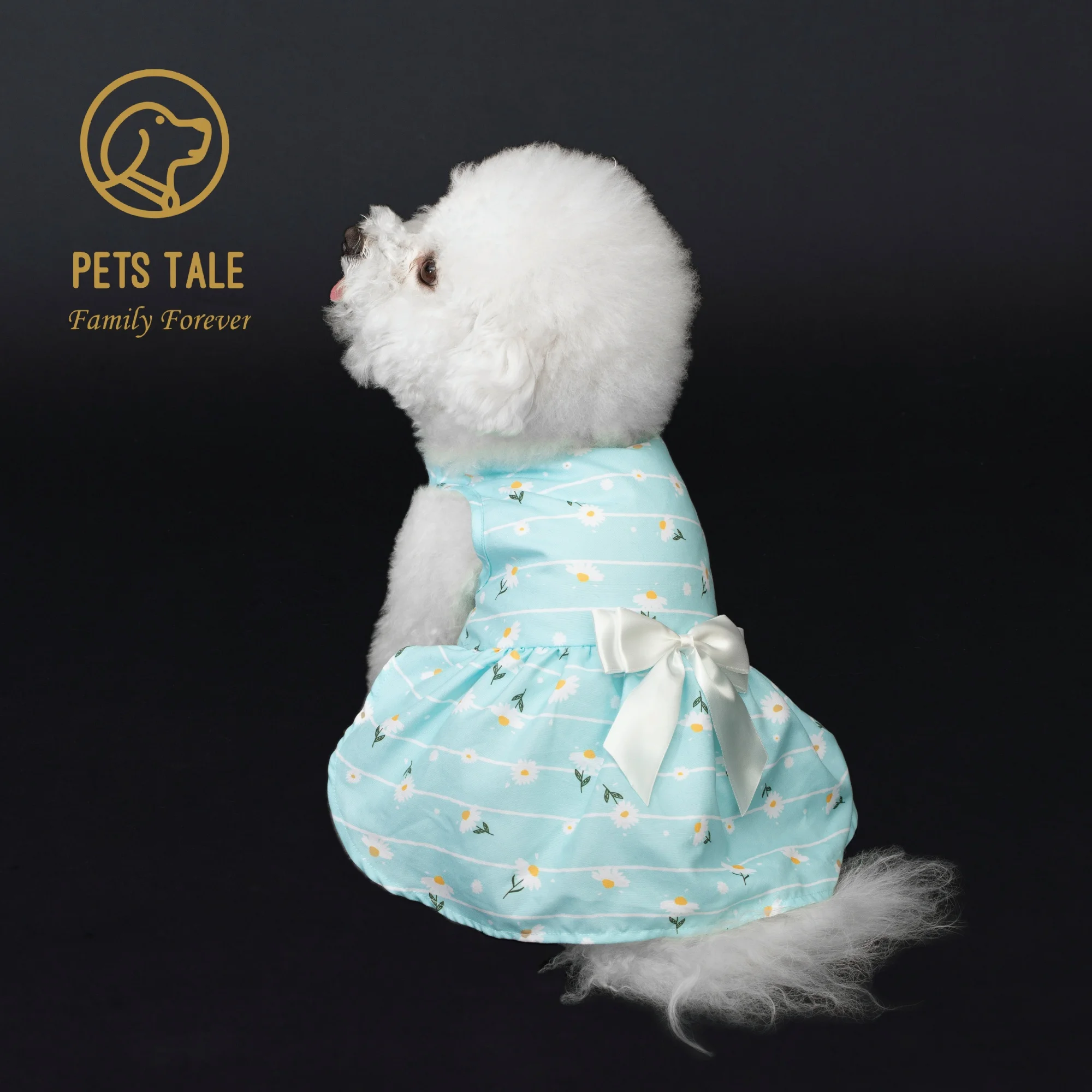 PETS TALE Floral Dog Dress-Cute Daisy Print with Bow, Perfect for Small Dogs and Medium Dogs
