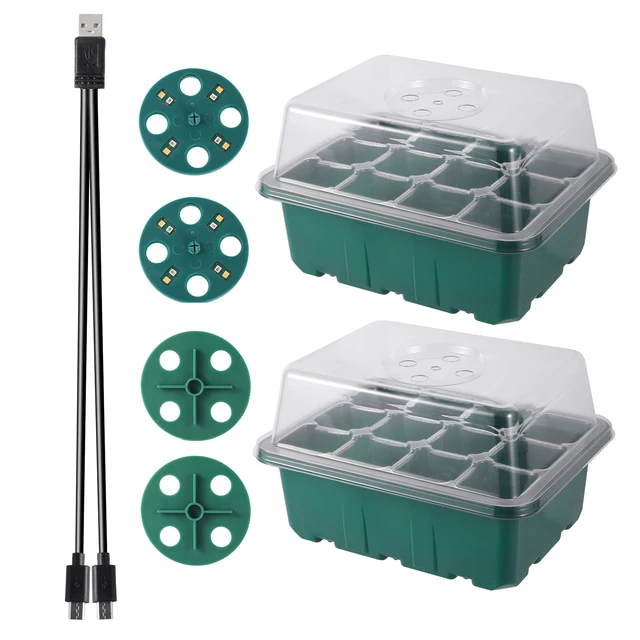Plant Starter Plant groeiende trays planten kieming lade kwekerij potten Planter met deksels en ontluchting gat tuinieren groeiende leveranciers (24 holes) Zaadstarter