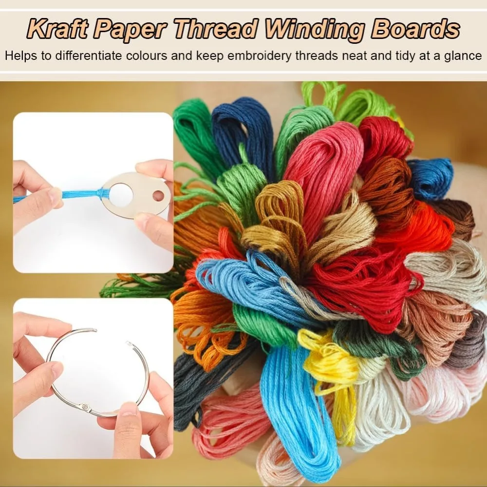 100pcs Oval Wood Thread Drops 1.9x1.3inch Wood Cross Stitch Thread Organization Floss Ring Craft DIY Sewing Storage 2mm wood thread drops