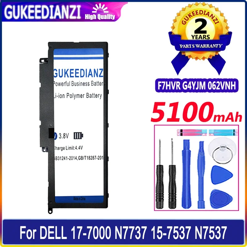 

Аккумулятор GUKEEDIANZI F7HVR G4YJM 062VNH 5100mAh для DELL Inspiron 17-7000 N7737 15-7537 N7537 Batteria
