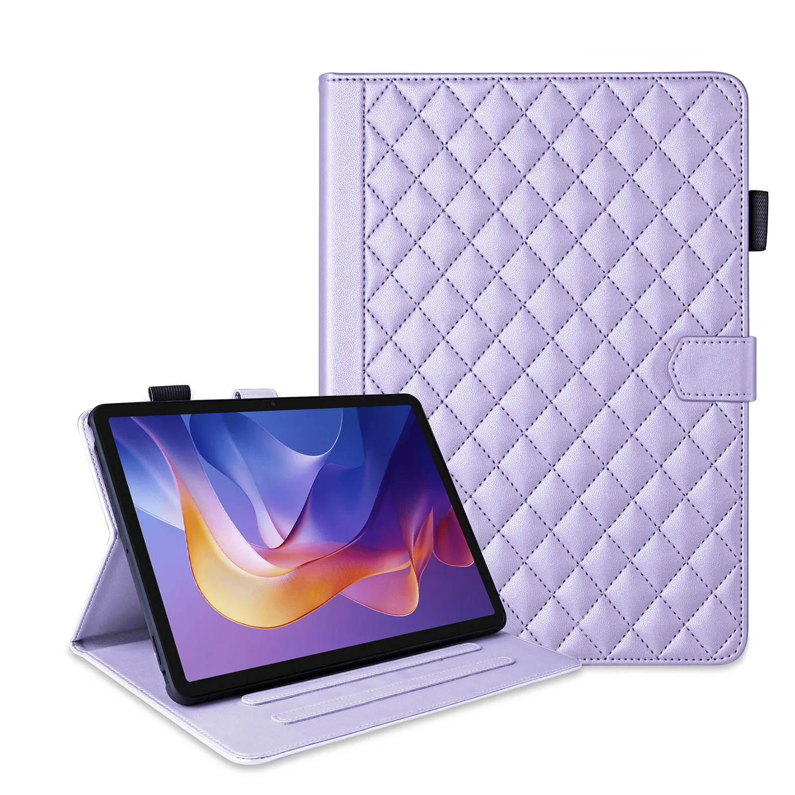 Leather Wallet Tablet Cover with Card Slot and Stand - Diamond Book Case