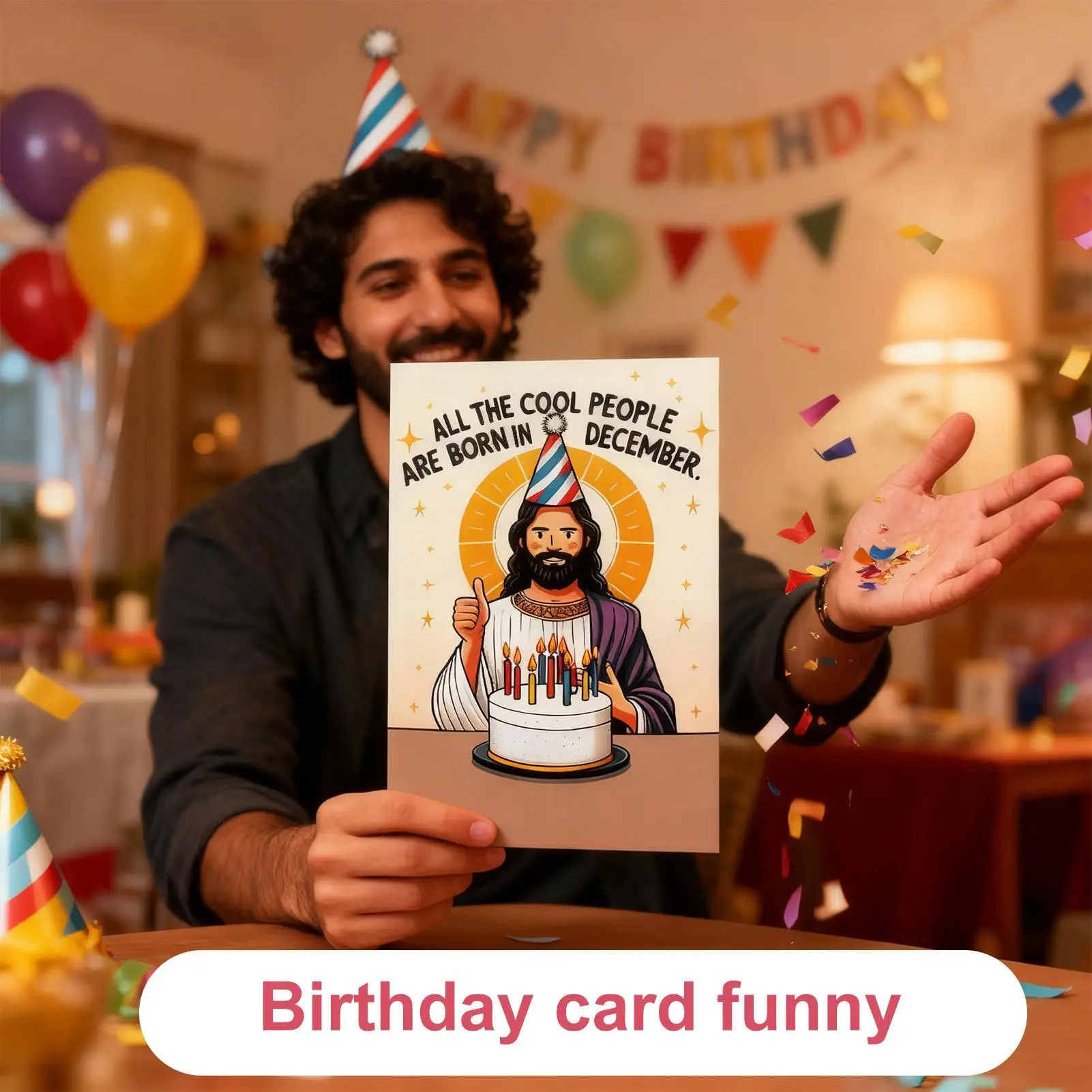 Jesus Birthday Card Funny With Envelope Humorous Celebration Notecard Family Friends Religious Birthday Card For Adults Lovers