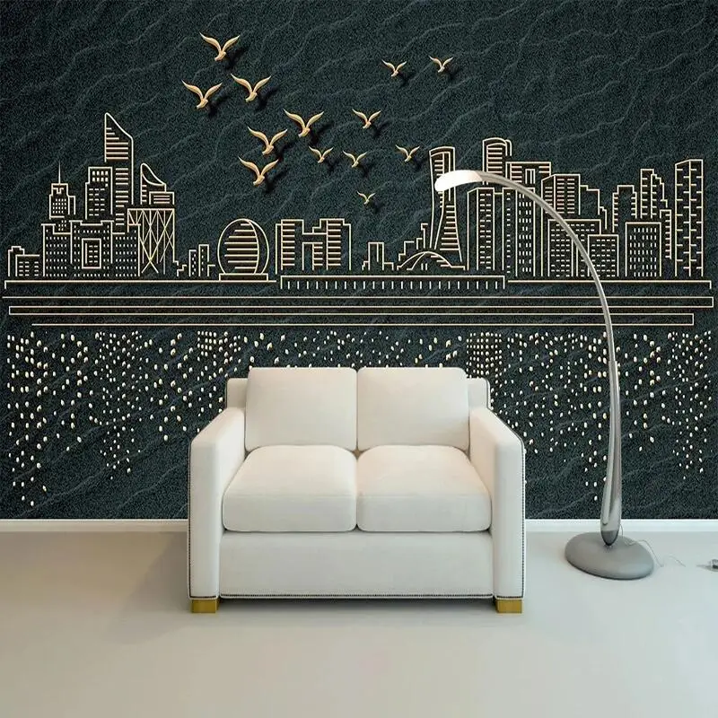 

Custom Mural Wallpaper Modern City Silhouette Stone Pattern Photo Wall Paper Living Room Bedroom Home Decor Papel De Parede 3D
