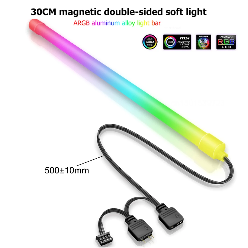 thumbnail image 1 of COOLMOON ARGB PC Case LED Strip Magnetic Computer Light Bar 5V/3PIN Small 4Pin ARGB Motherboard Light-Strip DIY Lamp Bar, 1 of 5