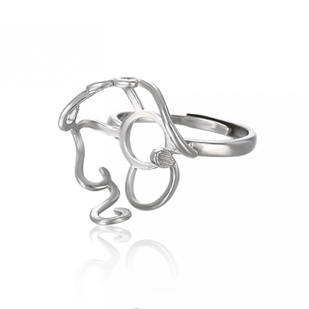 925 Sterling Silver Adjustable Ring Base for 16x17mm Irregular Gemstone Ring Blank Settint DIY Jewelry Making Craft