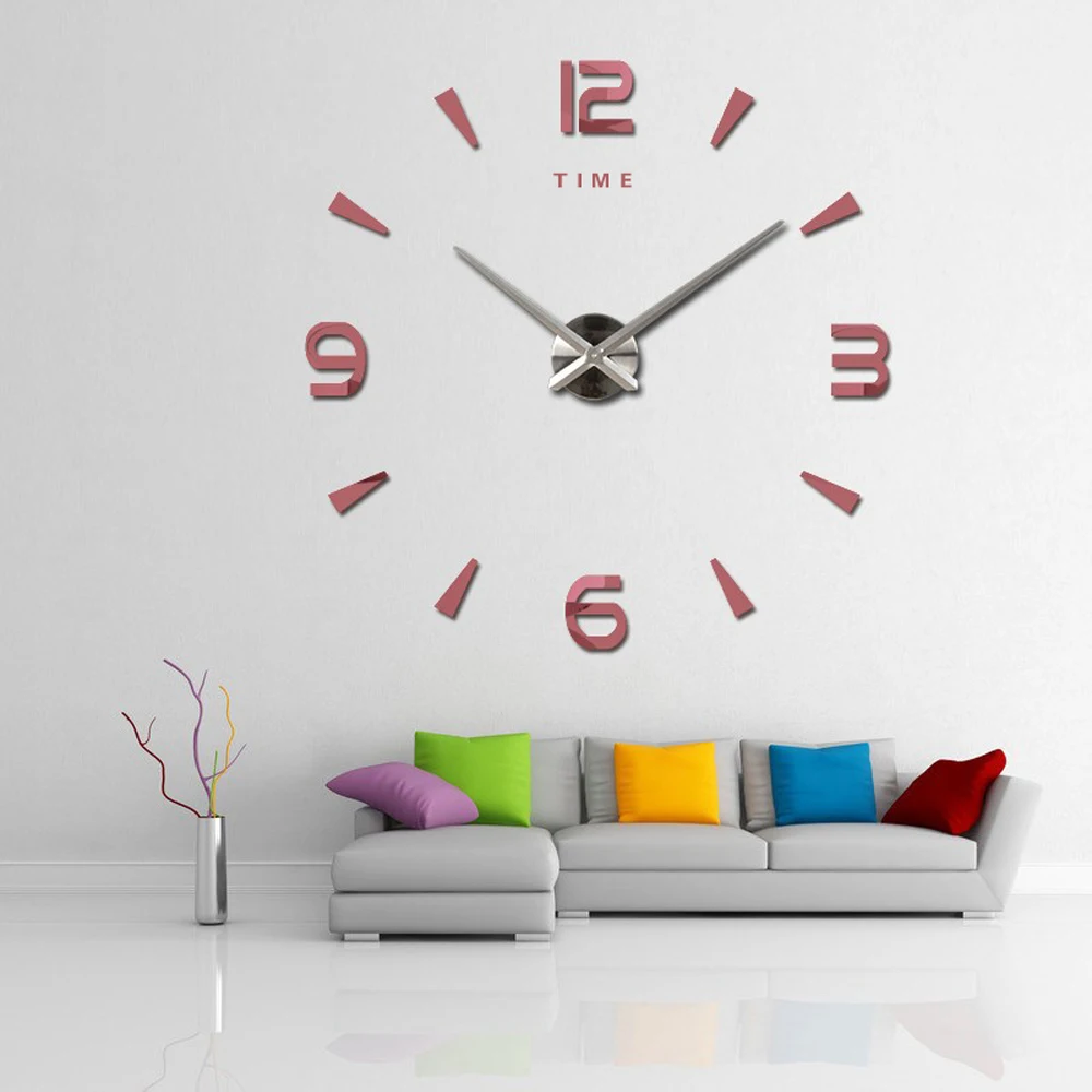 Large Wall Clock Quartz 3D DIY Big Watch Decorative Kitchen Clocks Acrylic Mirror Sticker Oversize Wall Clocks Home Letter Decor 