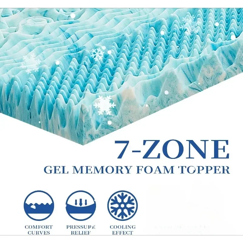2 Inch Queen Mattress Topper 7-Zone Memory Foam Mattress Topper-Cooling Gel Foam