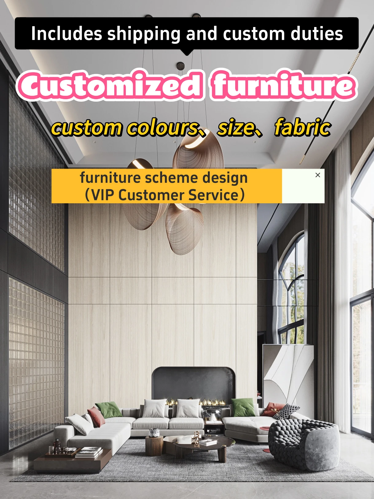 High-end Furniture Customisation Whole House Furniture Customized Custom Size Fabric Colour Match Scheme Design Villa
