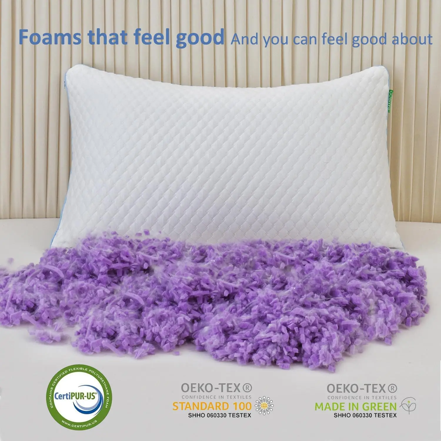 Shredded Memory Foam Pillows for Sleeping 2 Pack - Cooling Bed Pillows Standard Size Set of 2 - Firm Pillow for Side 4